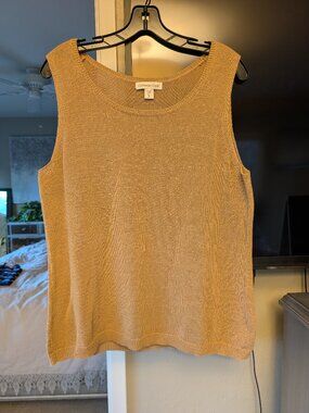 Coldwater Creek Tan Knit Cotton Nylon Tank Top - XL (16)